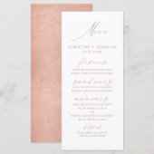 Moderne Roos Gold Calligraphy Metallic Wedding Men Menu (Voorkant / Achterkant)