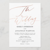 Moderne Roos Gold Calligraphy Wedding Invitation Kaart (Voorkant)
