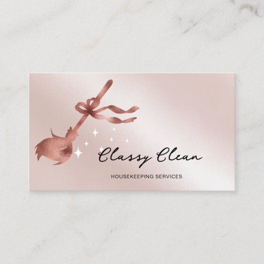 Moderne Roos Gold Cleaning Services Huishouding Visitekaartje (Voorkant)