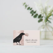 Moderne Roos Gold Crow & Flower Event Planning Visitekaartje (Staand voorkant)