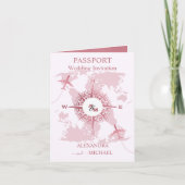 Moderne Roos Gold Destination Passport Wedding (Voorkant)