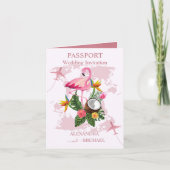 Moderne Roos Gold Destination Passport Wedding Inv (Voorkant)