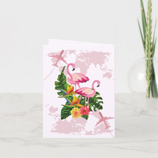 Moderne Roos Gold Destination Passport Wedding Inv (Achterkant)