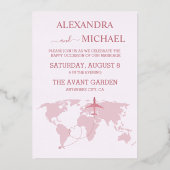 Moderne Roos Gold Destination Passport Wedding Inv Folie Uitnodiging (Achterkant)