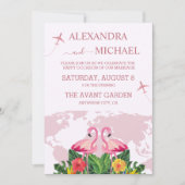 Moderne Roos Gold Destination Passport Wedding Inv Kaart (Voorkant)