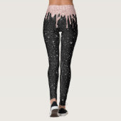 Moderne Roos Gold Drivers zwarte glitter Sparkles Leggings (Achterkant)