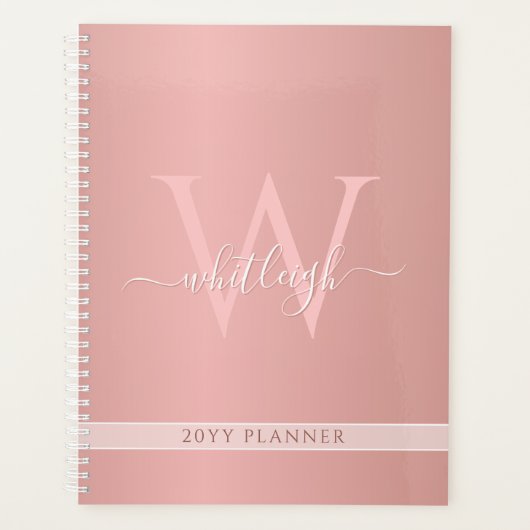 Moderne Roos Gold Elegant Glam elk jaar aangesteld Planner (Voorkant)