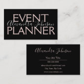 Moderne Roos Gold- en Black Event Planner Visitekaartje (Voorkant / Achterkant)
