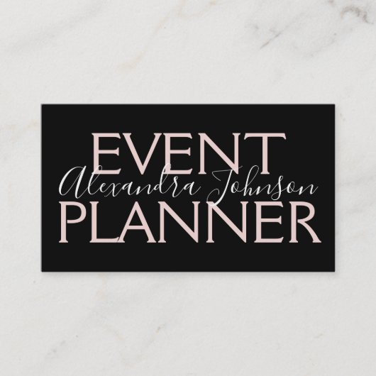 Moderne Roos Gold- en Black Event Planner Visitekaartje (Voorkant)