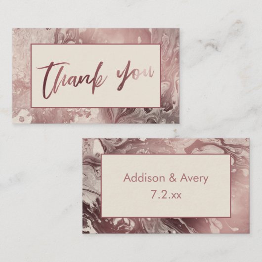 Moderne Roos Gold en crème met dank Informatiekaartje (Voorkant / Achterkant)