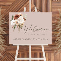 Moderne Roos Gold- en Green Floral Wedding Sign