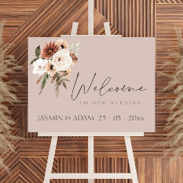 Moderne Roos Gold- en Green Floral Wedding Sign Poster
