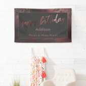 Moderne Roos Gold en grijze gemarmerde Happy Birth Spandoek (Insitu)