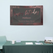 Moderne Roos Gold en grijze gemarmerde Happy Birth Spandoek (Beurs)