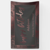 Moderne Roos Gold en grijze gemarmerde Happy Birth Spandoek (Verticaal)