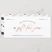 Moderne Roos Gold- en marinesblauwe cadeaubon (Voorkant / Achterkant)