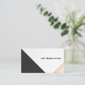 Moderne Roos Gold en zwarte Abstracte geometrie Visitekaartje (Staand voorkant)