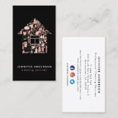 Moderne Roos Gold- en zwarte reinigingsservices Visitekaartje (Voorkant / Achterkant)