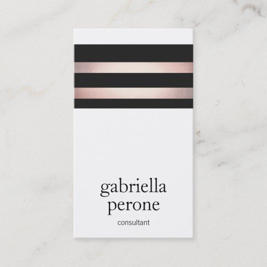 Moderne Roos Gold en zwarte strepen Visitekaartje (Voorkant)