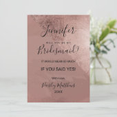 Moderne Roos Gold Faux Folie driehoek Bridesmaid Kaart (Staand voorkant)