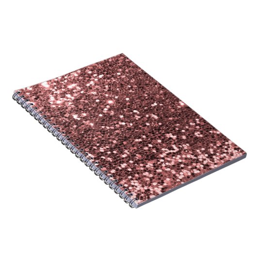 Moderne Roos Gold Faux Glitter Print Notitieboek (Rechterzijde)