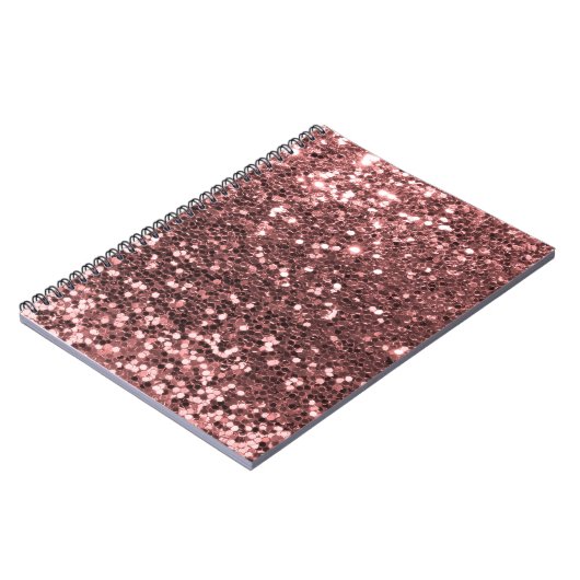 Moderne Roos Gold Faux Glitter Print Notitieboek (Linkerzijde)