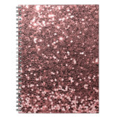 Moderne Roos Gold Faux Glitter Print Notitieboek (Voorkant)