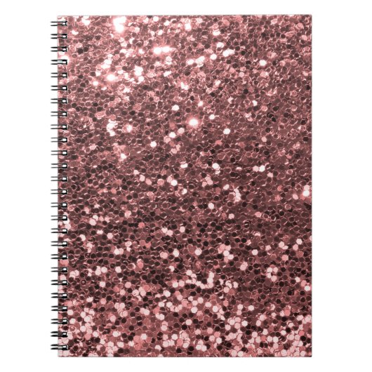 Moderne Roos Gold Faux Glitter Print Notitieboek (Voorkant)