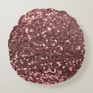 Moderne Roos Gold Faux Glitter Print Rond Kussen