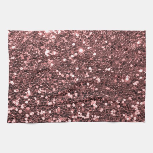 Moderne Roos Gold Faux Glitter Print Theedoek (Horizontaal)