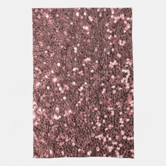 Moderne Roos Gold Faux Glitter Print Theedoek (Verticaal)