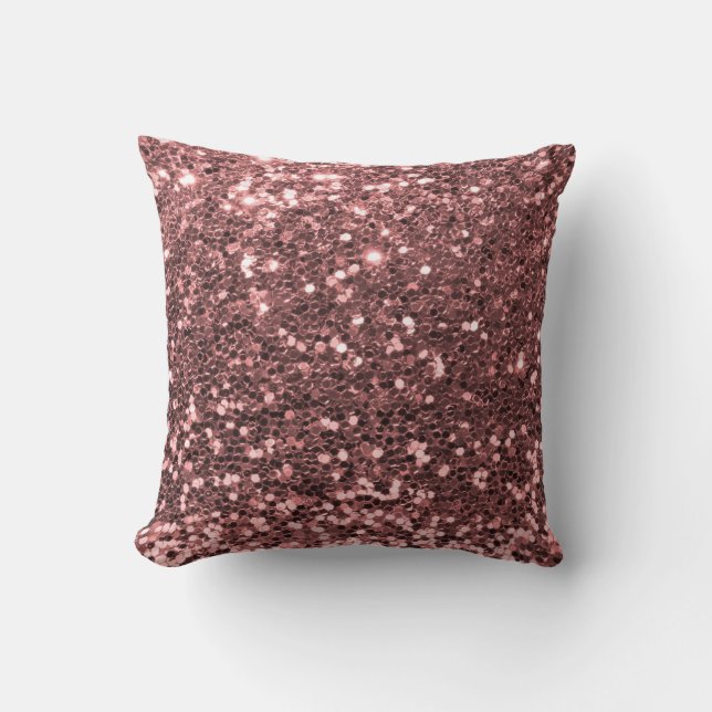 Moderne Roos Gold Faux Glitter Shine Print Kussen (Voorkant)