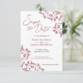 Moderne Roos Gold Floral bespaart de datum Save The Date (Staand voorkant)