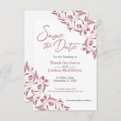 Moderne Roos Gold Floral bespaart de datum Save The Date (Voorkant / Achterkant)