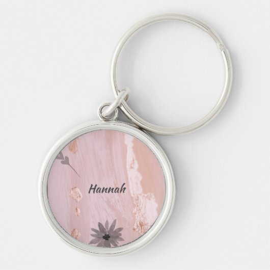 Moderne Roos Gold Floral Button Sleutelhanger (Voorkant)