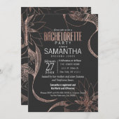 Moderne Roos Gold Floral Drawing Bachelorette Part Kaart (Voorkant / Achterkant)