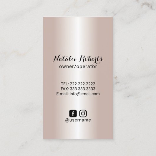 Moderne Roos Gold Floral Duster Bu Visitekaartje (Achterkant)