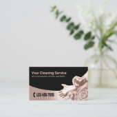 Moderne Roos Gold Floral House Cleaning Service Visitekaartje (Staand voorkant)