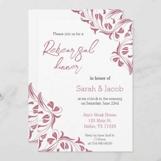 Moderne Roos Gold Floral Kaart (Voorkant / Achterkant)