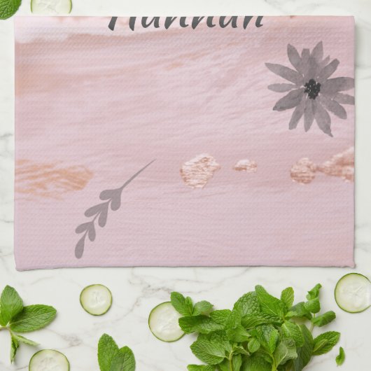 Moderne Roos Gold Floral Theedoek (Gevouwen)