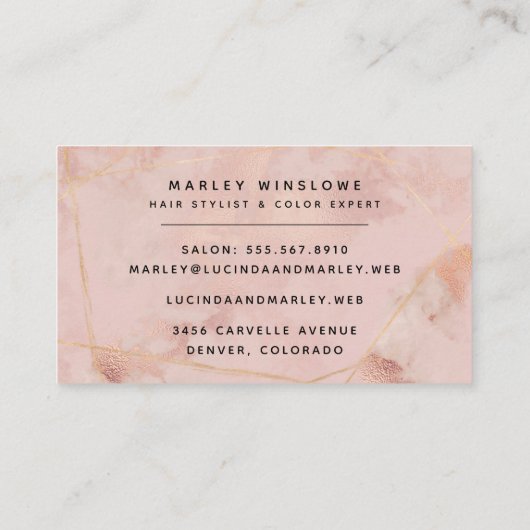 Moderne Roos Gold Floral Visitekaartje (Achterkant)