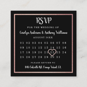 Moderne Roos Gold Foil Agenda RSVP Informatiekaartje