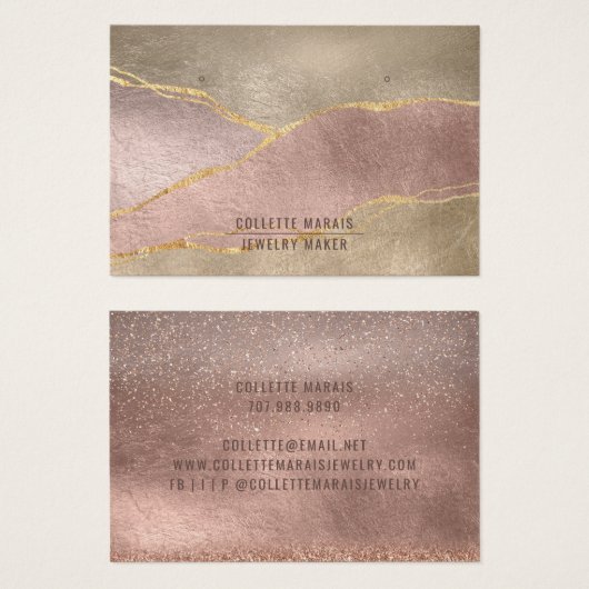 Moderne Roos Gold Foil Gold Glitter Earning Displa Visitekaartje (Voorkant /achterkant)