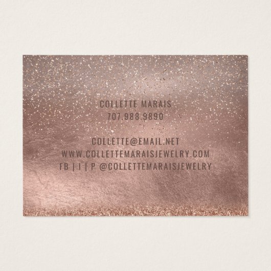 Moderne Roos Gold Foil Gold Glitter Earning Displa Visitekaartje (Achterkant)
