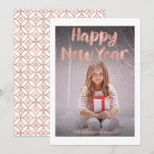 Moderne Roos Gold Foil Happy Nieuwjaarsfotokaart Feestdagenkaart (Voorkant / Achterkant)