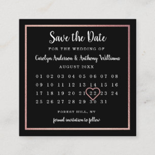 Moderne Roos Gold Foil-kalender bespaart de datum Informatiekaartje