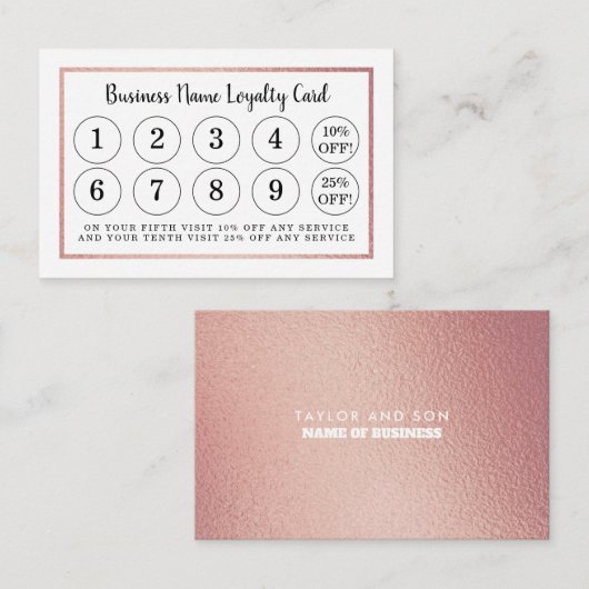 Moderne Roos Gold Foil - Loyalty Kaart (Voorkant / Achterkant)