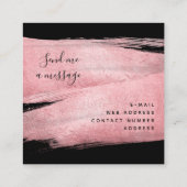 Moderne Roos Gold Foil Paint Makeup Salon Black Vierkante Visitekaartje (Achterkant)