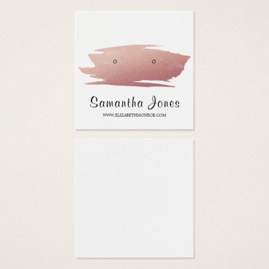 Moderne Roos Gold Foil-penseelstreek, juwelenweerg Vierkante Visitekaartjes (Voorkant /achterkant)