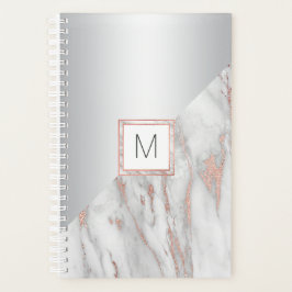 Moderne Roos Gold Foil roze grijze marmer | MONOGR Planner